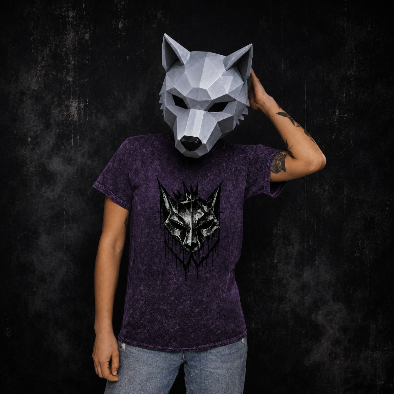 NÛLLWØLF - Acid Wash Emblem T-Shirt
