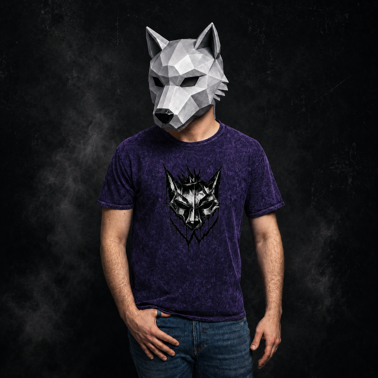 NÛLLWØLF - Acid Wash Emblem T-Shirt